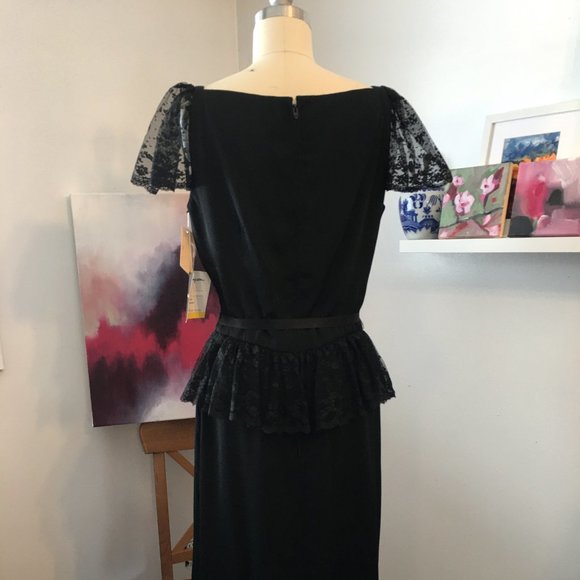 Vintage Black Lace Cocktail Dress, Adele Simpson, NWT, Medium - Picture 14 of 16